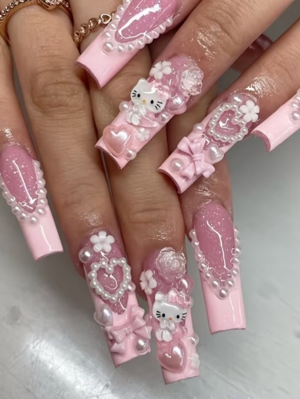 3/$15 Hello Kitty3D Charm Press-On Nails with Cute Accents